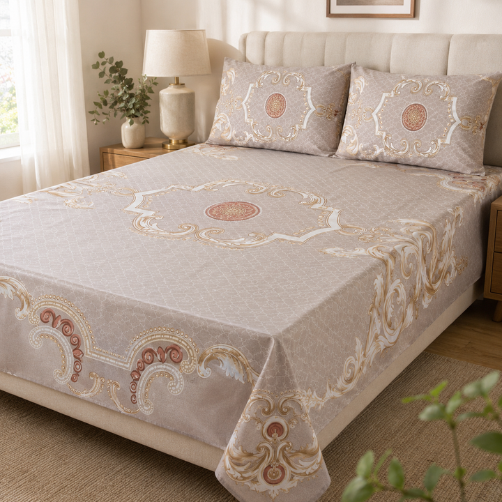 Aarniva 100% Cotton Bedsheet Set | King/Queen | Soft & Breathable | [Design Name] | 4-Piece Set