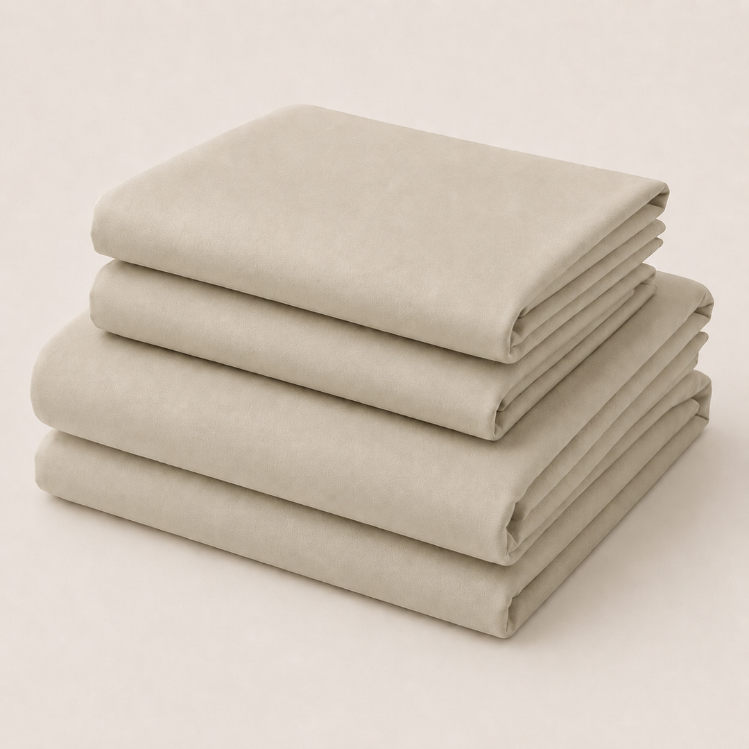Aarniva 100% Cotton Bedsheet Set | King/Queen | Soft & Breathable | Vanilla Beige | 4-Piece Set