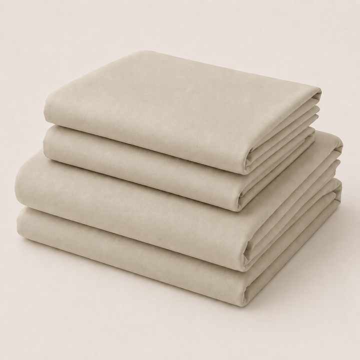 Aarniva 100% Cotton Bedsheet Set | King/Queen | Soft & Breathable | Vanilla Beige | 4-Piece Set