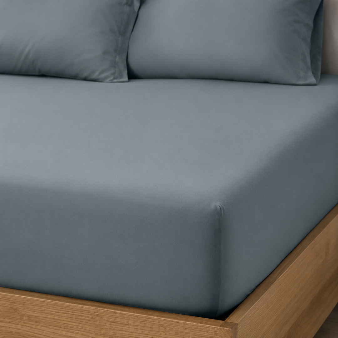 Aarniva 100% Cotton Bedsheet Set | King/Queen | Soft & Breathable | Slate Blue | 4-Piece Set