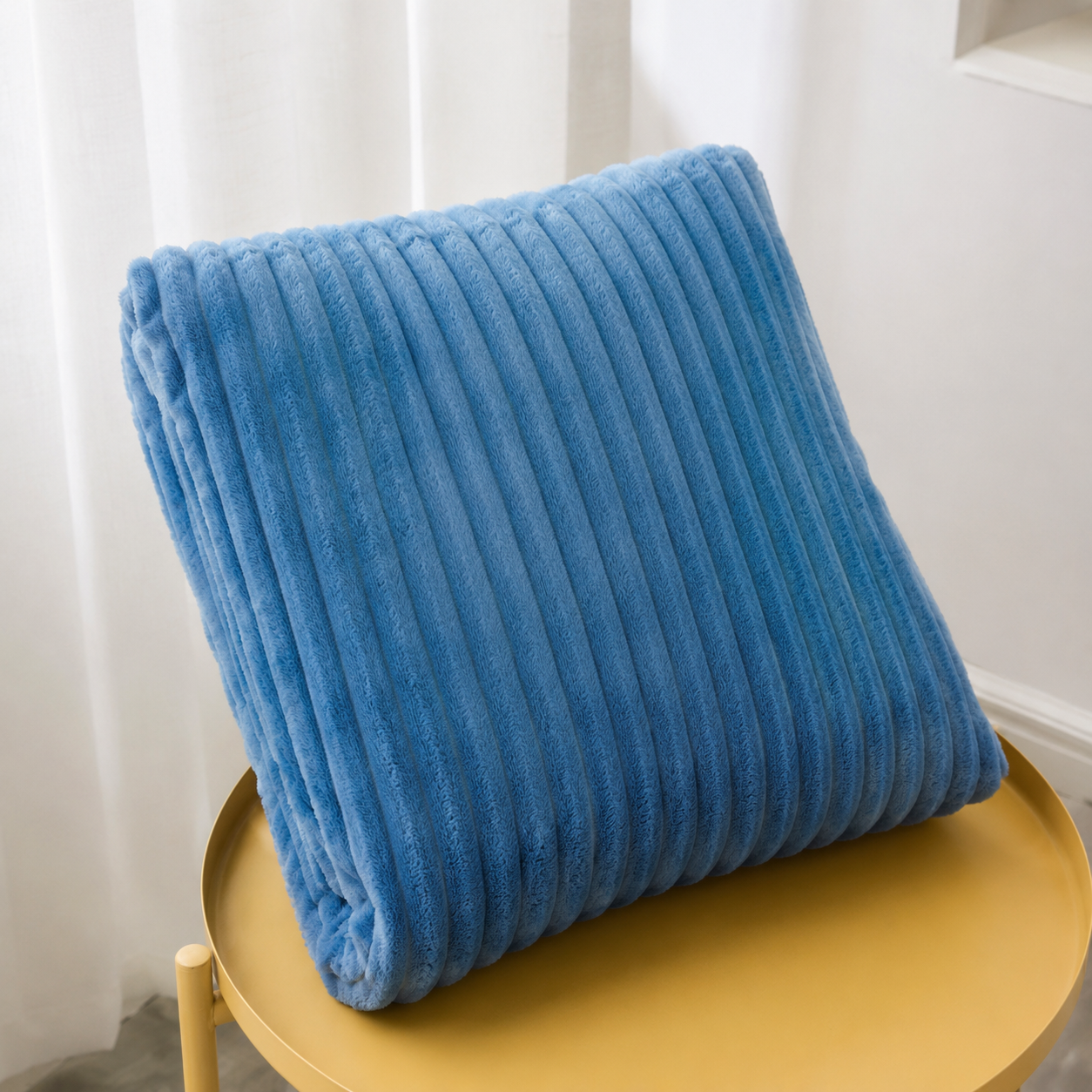 Aarniva Soft Flannel Throw Blanket | Ribbed Texture | Ultra-Soft & Cozy | Sky Blue | 1-Piece