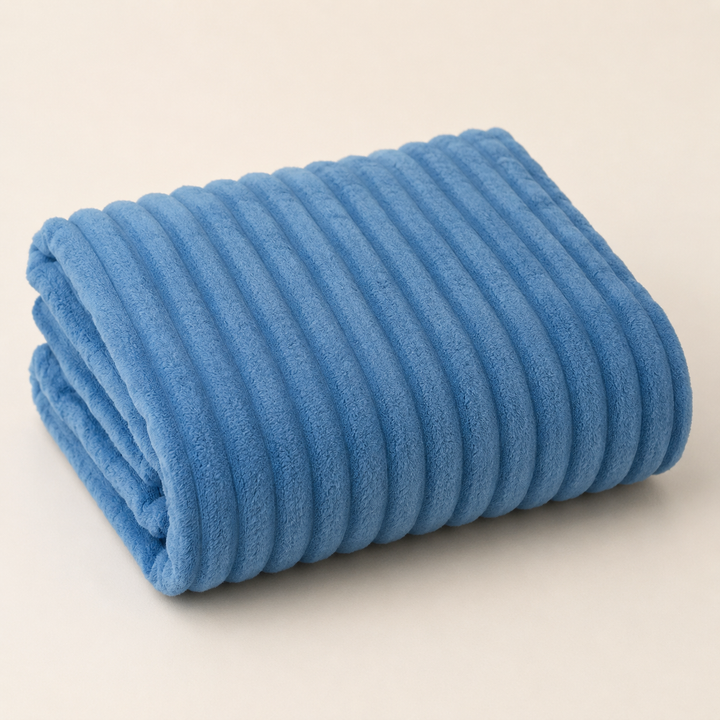 Aarniva Soft Flannel Throw Blanket | Ribbed Texture | Ultra-Soft & Cozy | Sky Blue | 1-Piece
