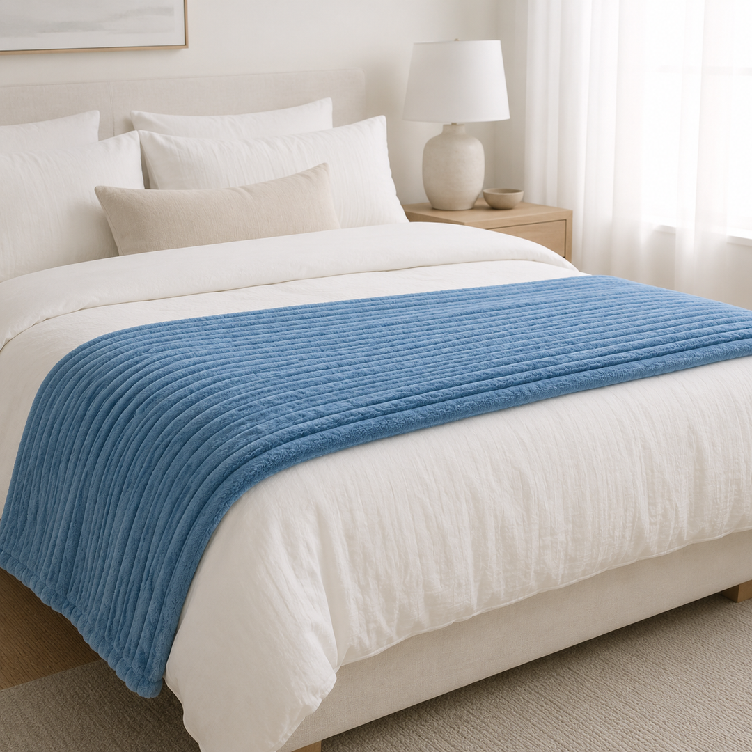 Aarniva Soft Flannel Throw Blanket | Ribbed Texture | Ultra-Soft & Cozy | Sky Blue | 1-Piece