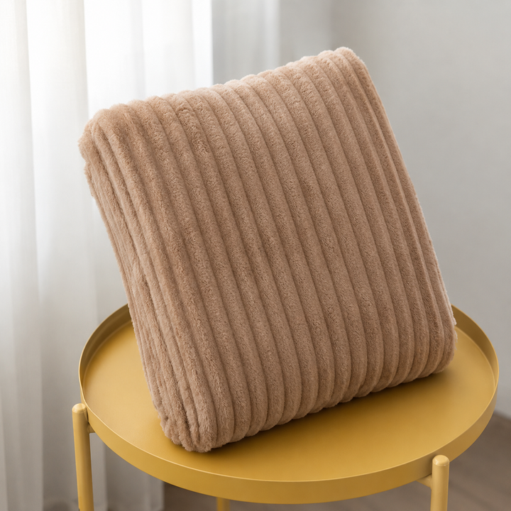 Aarniva Soft Flannel Throw Blanket | Ribbed Texture | Ultra-Soft & Cozy | Camel Beige | 1-Piece
