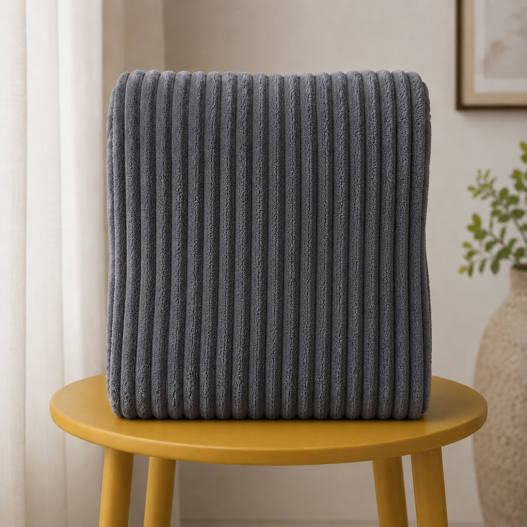 Aarniva Soft Flannel Throw Blanket | Ribbed Texture | Ultra-Soft & Cozy | Aqua Blue | 1-Piece