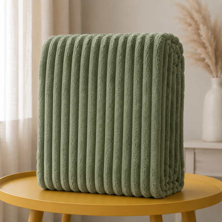Aarniva Soft Flannel Throw Blanket | Ribbed Texture | Ultra-Soft & Cozy | Sage Green | 1-Piece