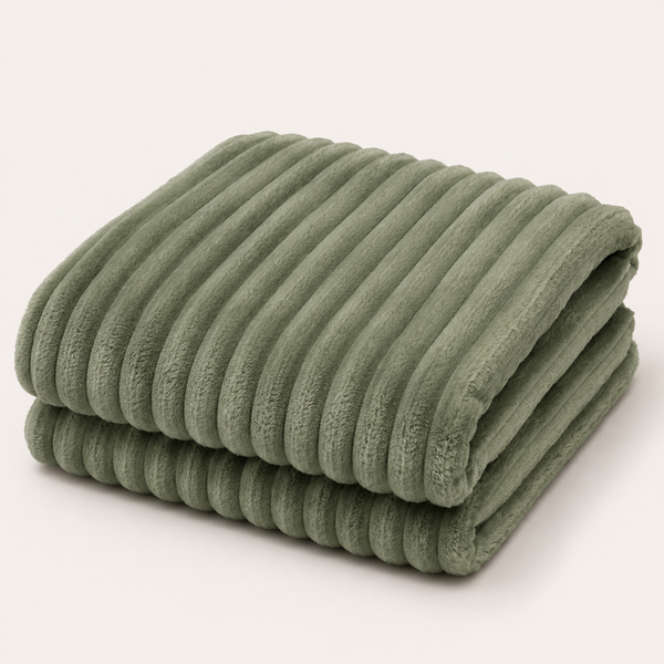 Aarniva Soft Flannel Throw Blanket | Ribbed Texture | Ultra-Soft & Cozy | Sage Green | 1-Piece