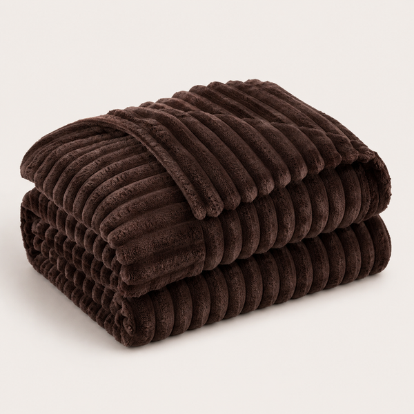 Aarniva Soft Flannel Throw Blanket | Ribbed Texture | Ultra-Soft & Cozy | Chocolate Brown | 1-Piece