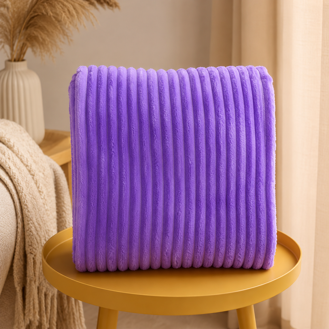 Aarniva Soft Flannel Throw Blanket | Ribbed Texture | Ultra-Soft & Cozy | Lavender Purple | 1-Piece