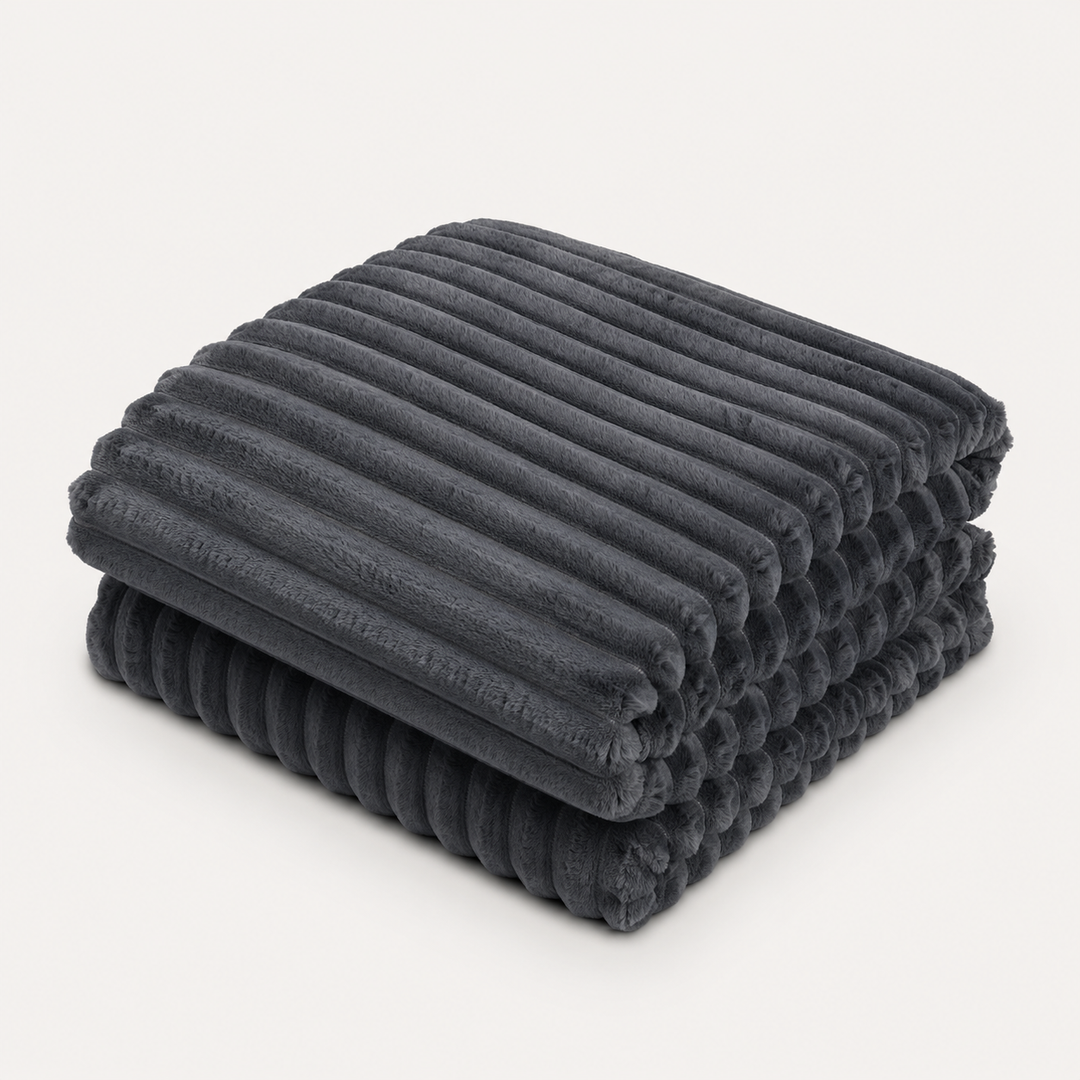Aarniva Soft Flannel Throw Blanket | Ribbed Texture | Ultra-Soft & Cozy | Dark Charcoal | 1-Piece