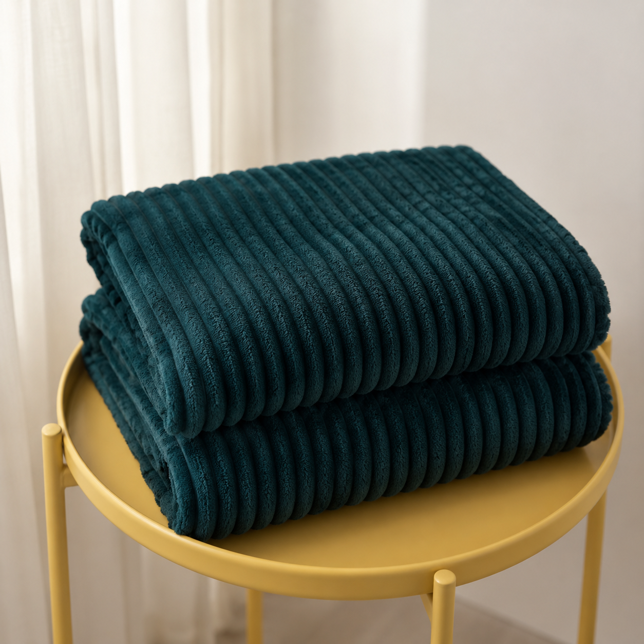 Aarniva Soft Flannel Throw Blanket | Ribbed Texture | Ultra-Soft & Cozy | Deep Teal | 1-Piece