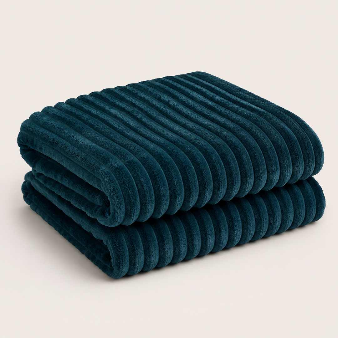 Aarniva Soft Flannel Throw Blanket | Ribbed Texture | Ultra-Soft & Cozy | Deep Teal | 1-Piece