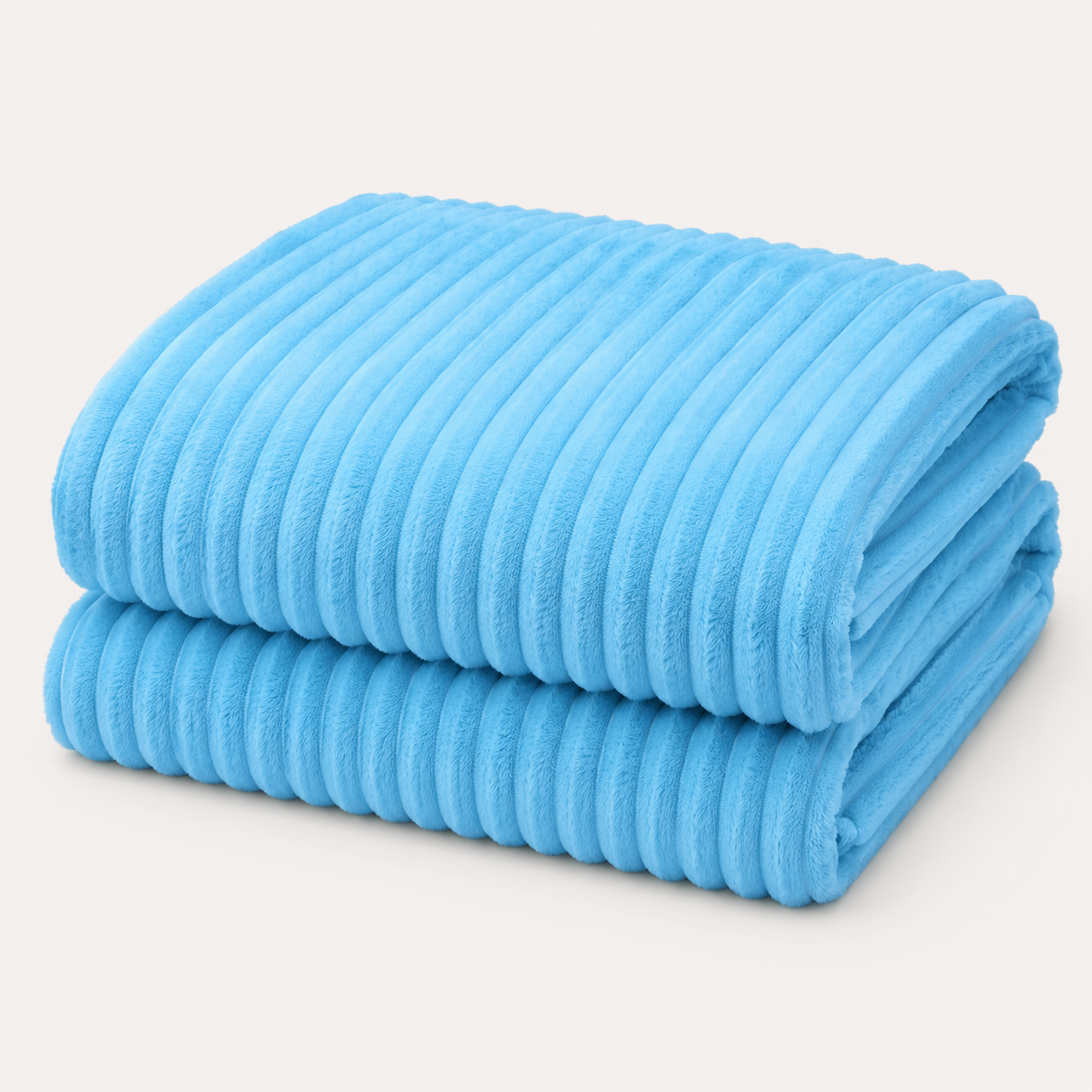 Aarniva Soft Flannel Throw Blanket | Ribbed Texture | Ultra-Soft & Cozy | Aqua Blue | 1-Piece