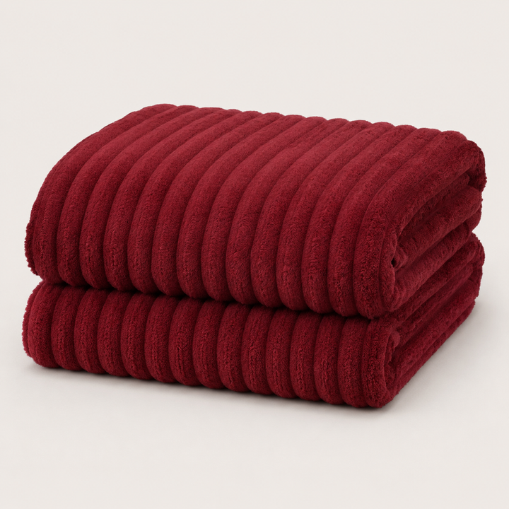 Aarniva Soft Flannel Throw Blanket | Ribbed Texture | Ultra-Soft & Cozy | Burgundy | 1-Piece