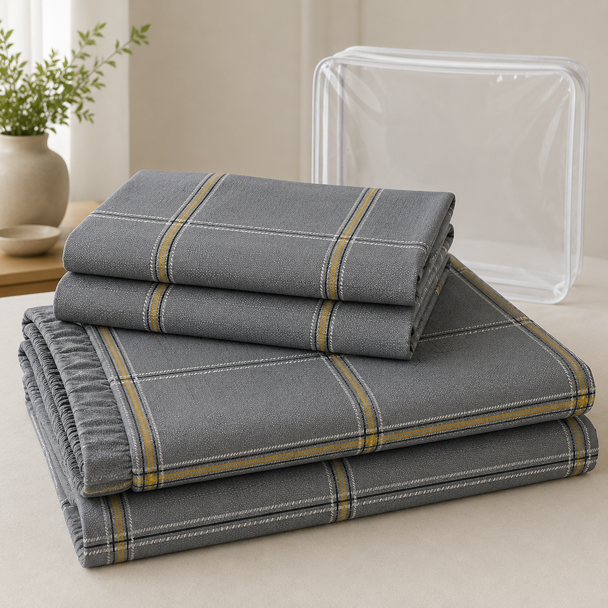 Aarniva Polyester Bedsheet Set | King/Queen | Soft & Breathable | Deep Grey | 4-Piece Set