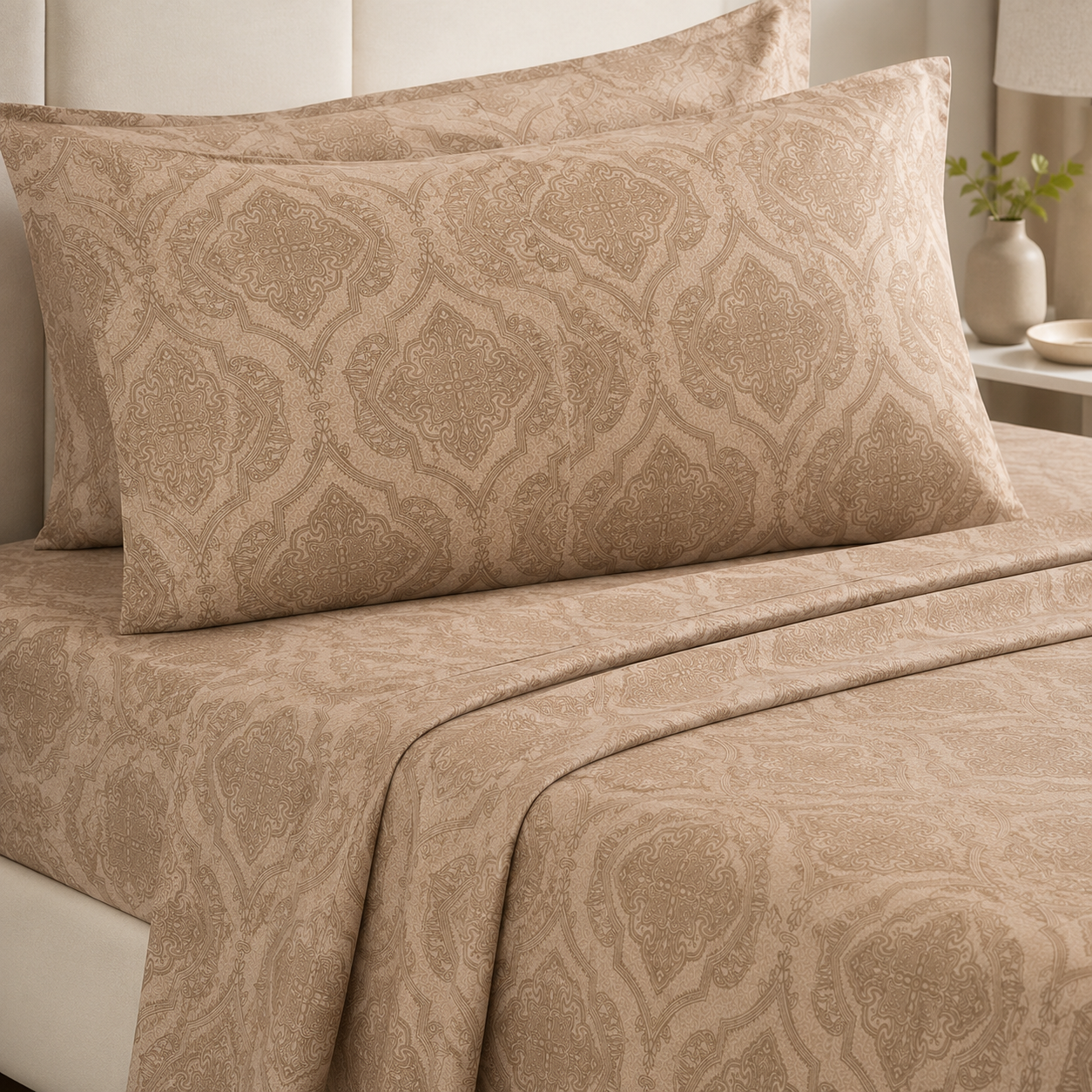 Aarniva Polyester Bedsheet Set | King/Queen | Soft & Breathable | Classic Taupe | 4-Piece Set