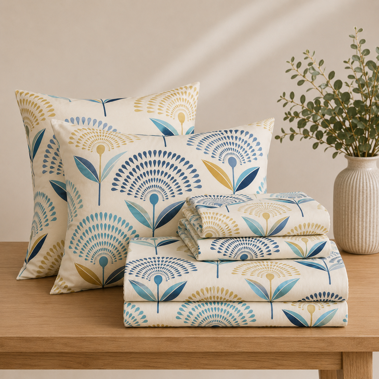 Aarniva Polyester Bedsheet Set | King/Queen | Soft & Breathable | Ocean Petals | 4-Piece Set