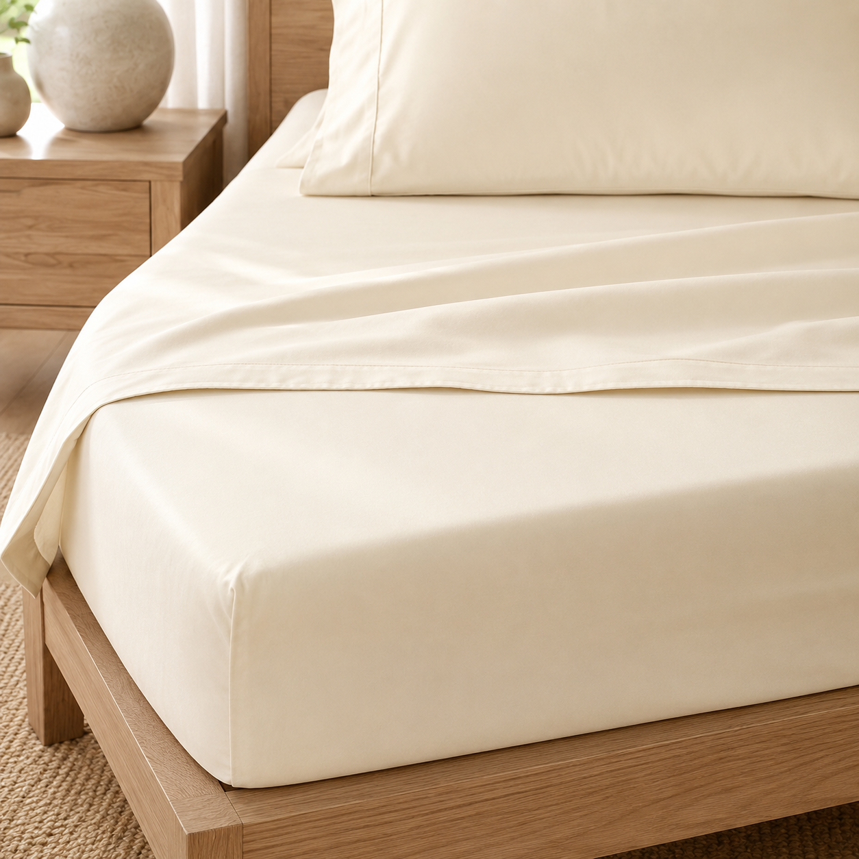 Aarniva Polyester Bedsheet Set | King/Queen | Soft & Breathable | Classic Ivory | 4-Piece Set