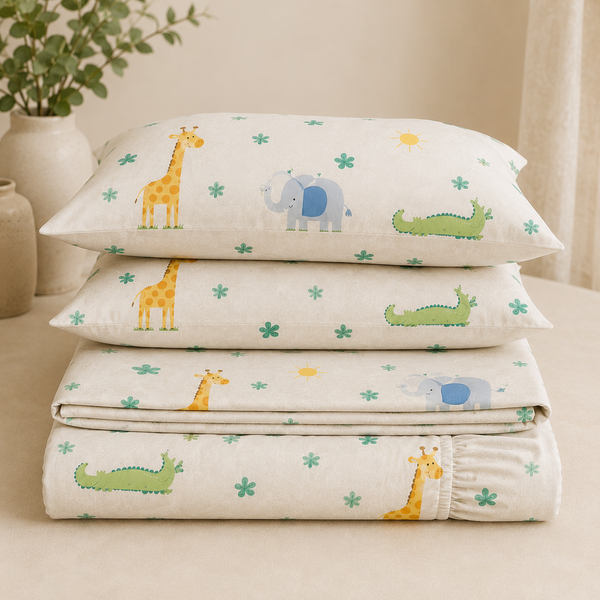 Aarniva Polyester Bedsheet Set | King/Queen | Soft & Breathable | Pastel Garden | 4-Piece Set