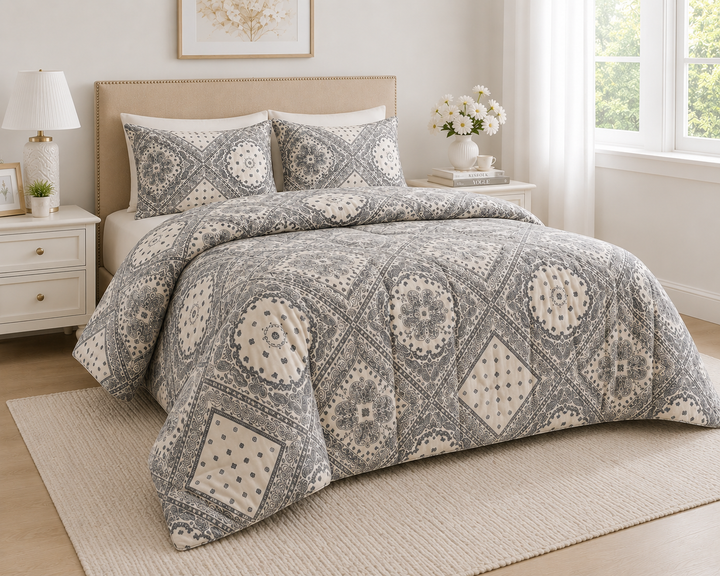 Aarniva Breathable Polyester Comforter Set | King/Queen | 250 GSM | Ultra-Soft & Cozy | Design Patterns | Includes 2 Pillow Covers