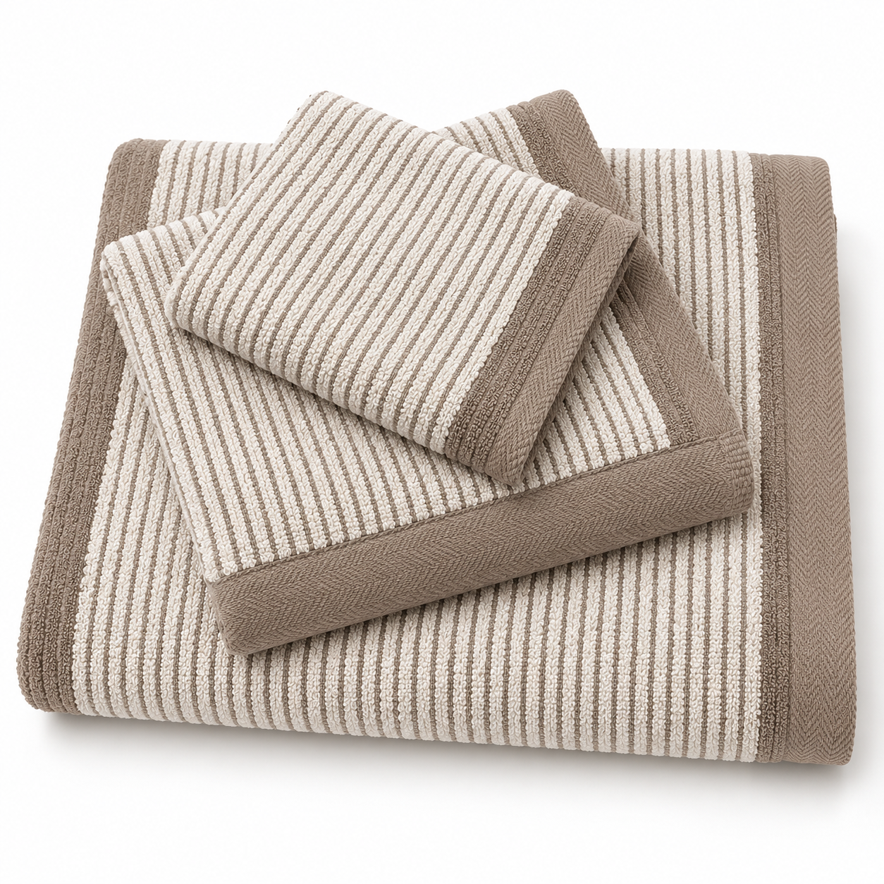 Aarniva 100% Cotton Ribbed Stripe Towel Set | Soft & Absorbent | Bath, Hand & Face Towels | 3-Piece Set
