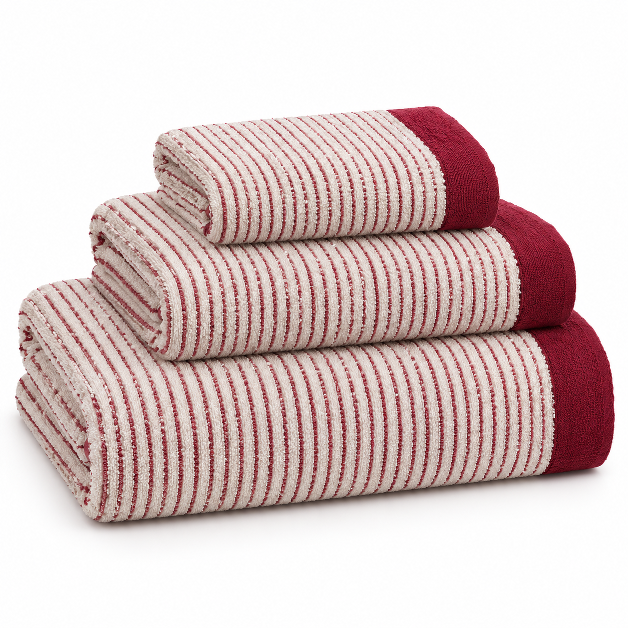 Aarniva 100% Cotton Ribbed Stripe Towel Set | Soft & Absorbent | Bath, Hand & Face Towels | 3-Piece Set