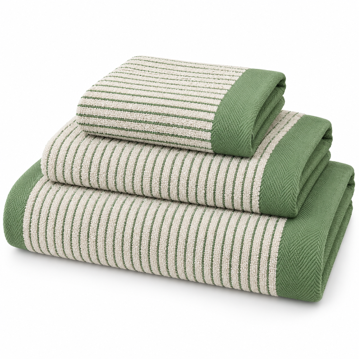 Aarniva 100% Cotton Ribbed Stripe Towel Set | Soft & Absorbent | Bath, Hand & Face Towels | 3-Piece Set