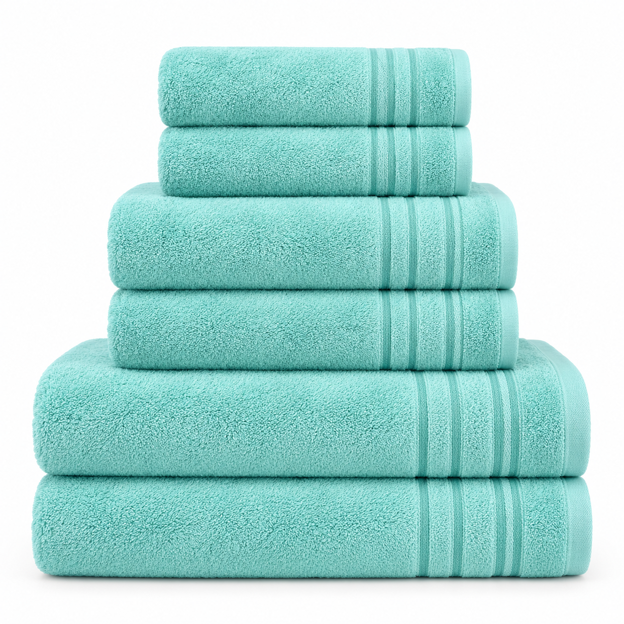 Aarniva Striped Bath, Hand & Face Towel Set | Soft & Absorbent | Decorative Stripe Borders | 6-Piece Set