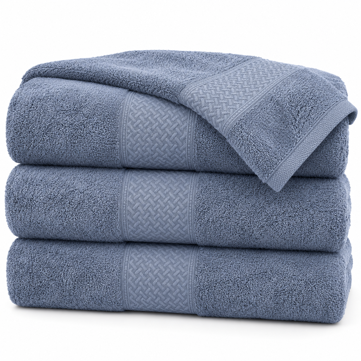 Aarniva Chevron Border Bath Towel Set | Soft & Absorbent | Elegant Woven Design | 3-Piece Set