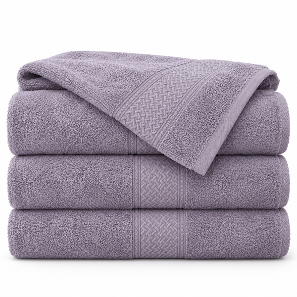 Aarniva Chevron Border Bath Towel Set | Soft & Absorbent | Elegant Woven Design | 3-Piece Set