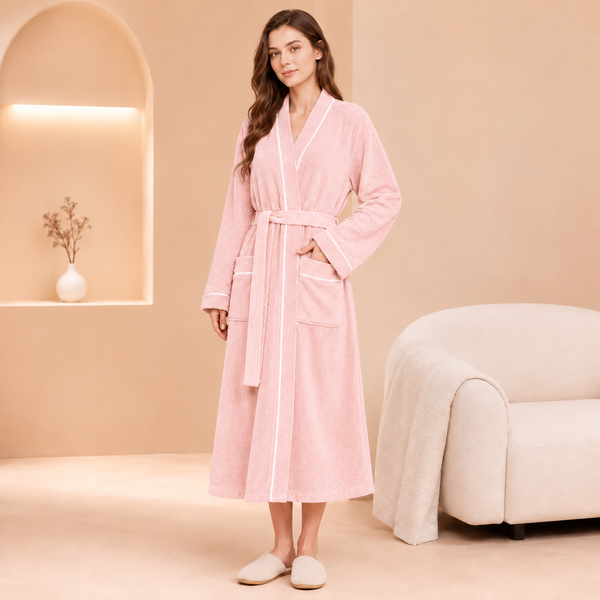 Aarniva Ultra-Soft Terry Bathrobe Long Sleeve Wrap Robe | Adjustable Waist Belt & Pockets