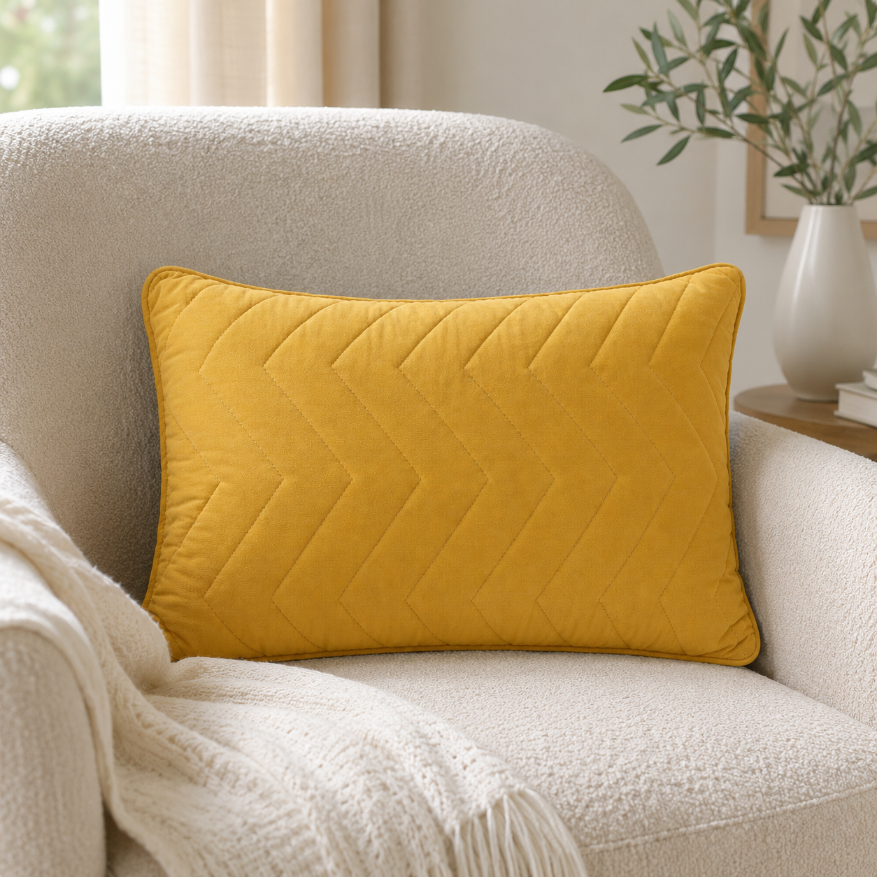 Aarniva Zigzag Quilted Pillow | 27 x 17 in | Soft Microfiber Fill | Plush & Supportive | Solid Colour Design | 1-Piece