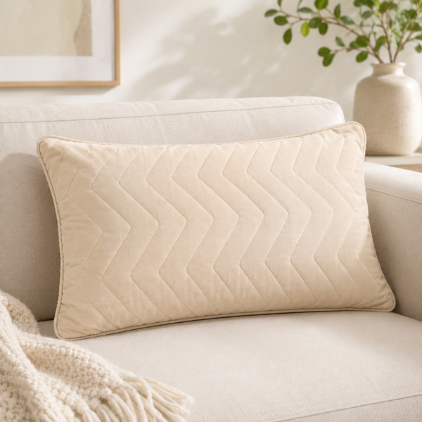 Aarniva Zigzag Quilted Pillow | 27 x 17 in | Soft Microfiber Fill | Plush & Supportive | Solid Colour Design | 1-Piece