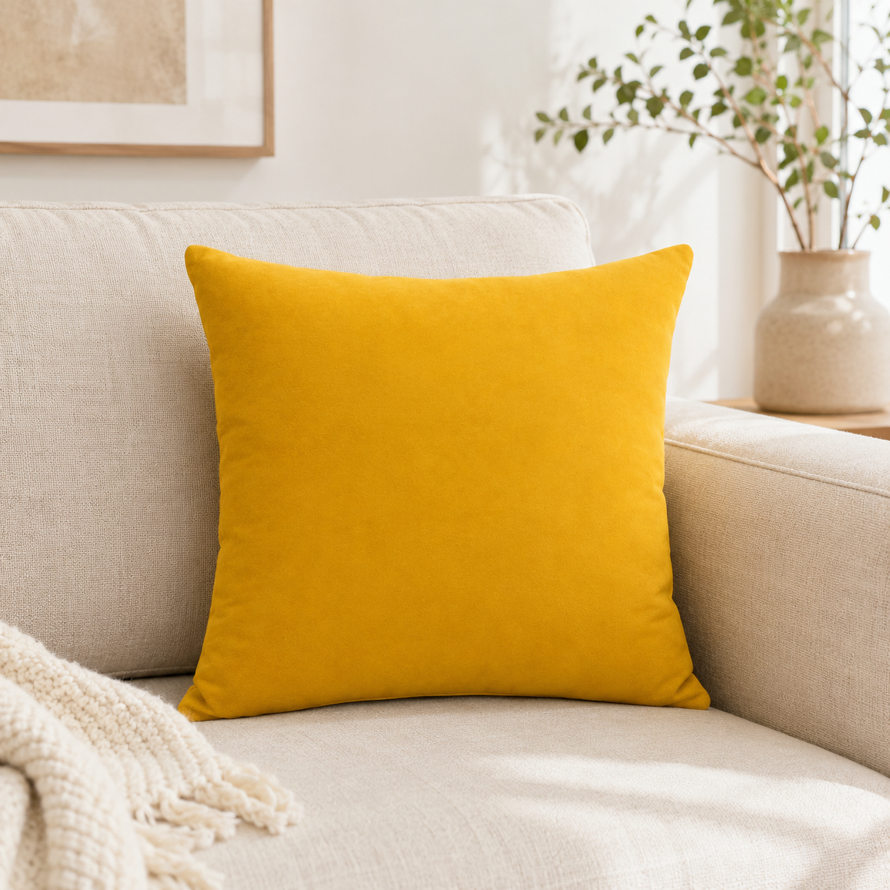 Aarniva Puffy Dyed Cushion | 41 x 41 cm | Soft & Fluffy | Solid Color | 1-Piece