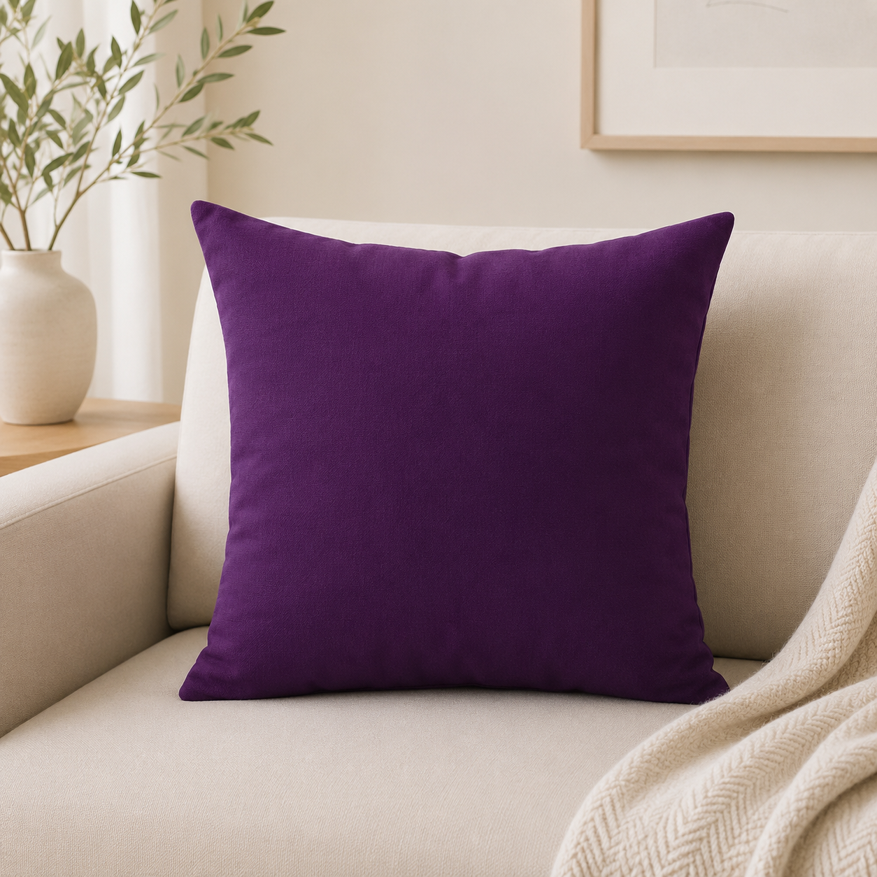 Aarniva Puffy Dyed Cushion | 41 x 41 cm | Soft & Fluffy | Solid Color | 1-Piece