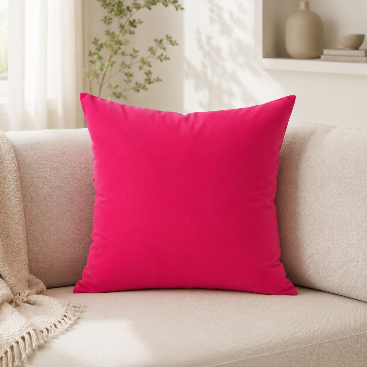 Aarniva Puffy Dyed Cushion | 41 x 41 cm | Soft & Fluffy | Solid Color | 1-Piece