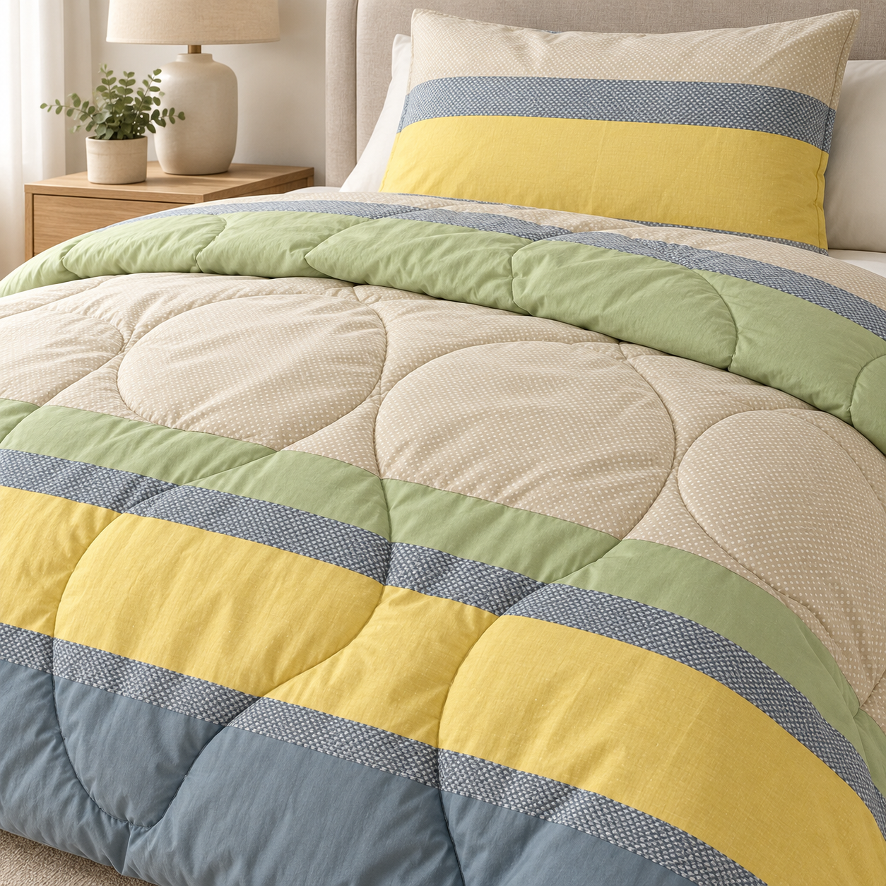 Aarniva Breathable Polyester Citrus Meadow Comforter Set | King/Queen | 250 GSM | Ultra-Soft & Cozy | Sage Horizon | 5-Piece Set