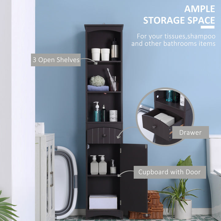 HOMCOM Tall Wooden Bathroom Cabinet Storage Organizer Kitchen Bedroom Decorative