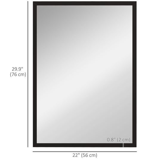 HOMCOM 22" x 30" Bathroom Mirror for Wall, Rectangular Mirror for Living Room, Bedroom, Entryway, Black