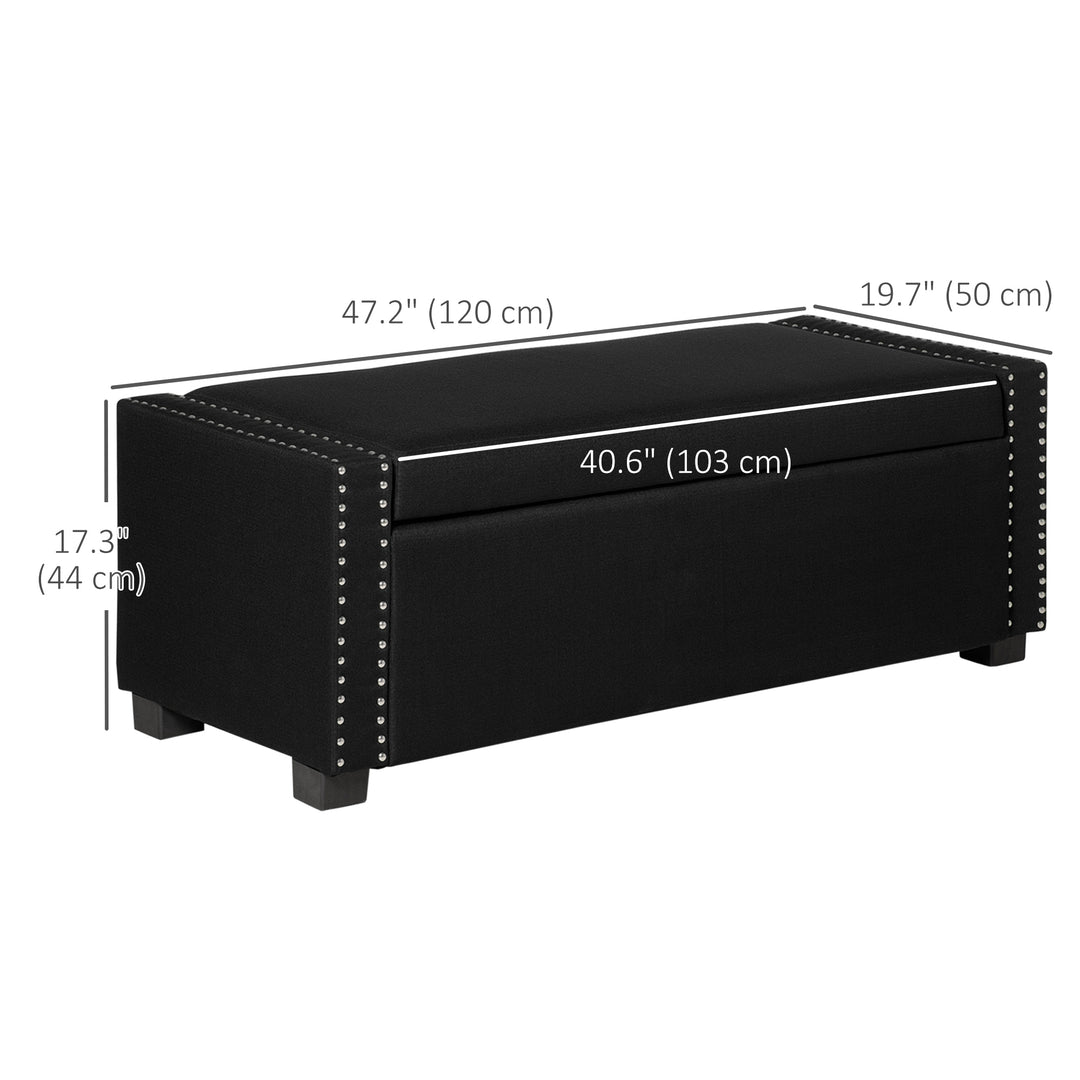 HOMCOM Upholstered Flip Top Storage Bench Fabric Ottoman for Bedroom, Living room, Light Grey