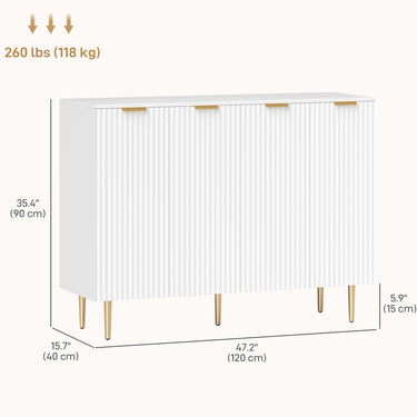 HOMCOM Modern Kitchen Storage Cabinet, Sideboard Buffet Cabinet with Adjustable Shelves for Kitchen Hallway, White