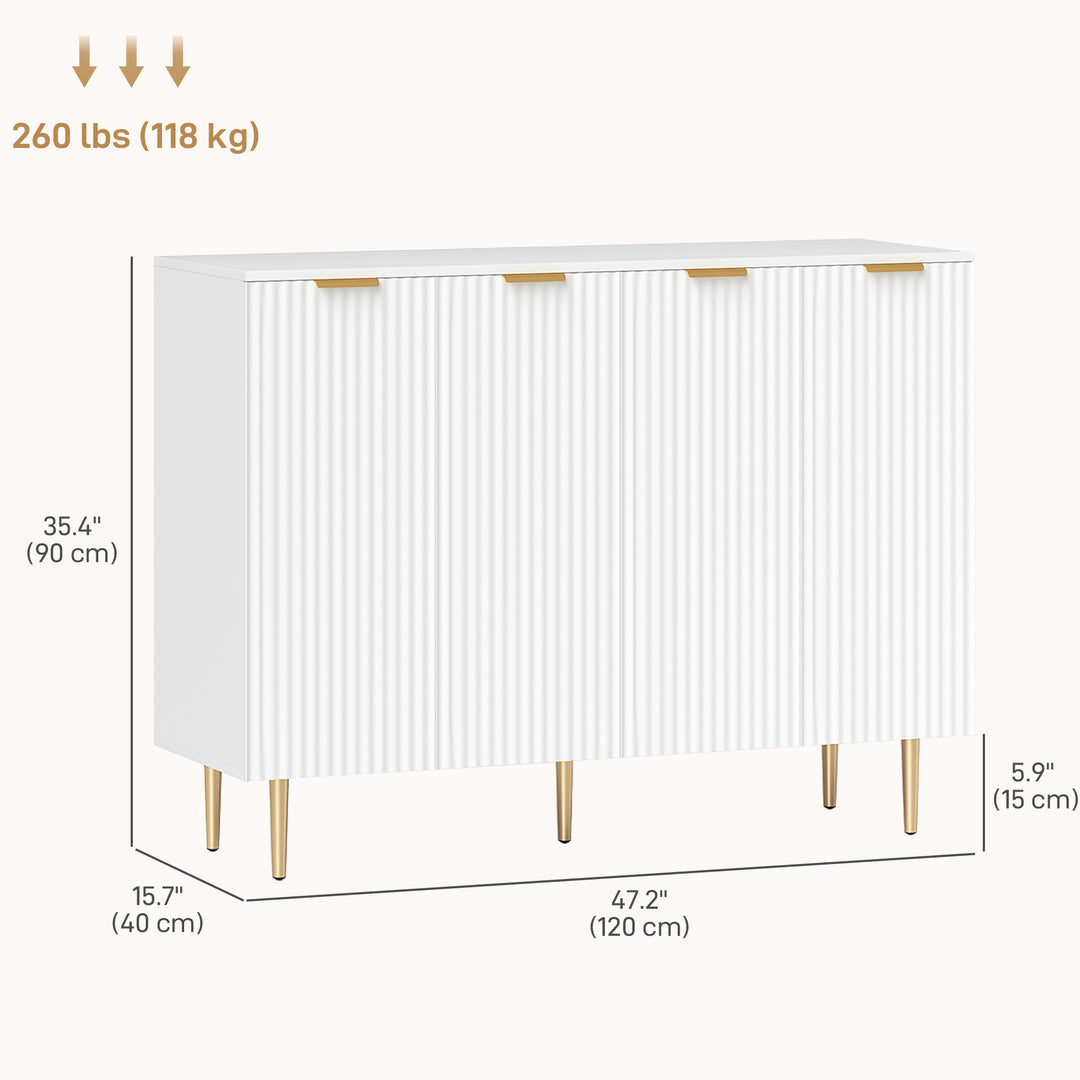 HOMCOM Modern Kitchen Storage Cabinet, Sideboard Buffet Cabinet with Adjustable Shelves for Kitchen Hallway, White