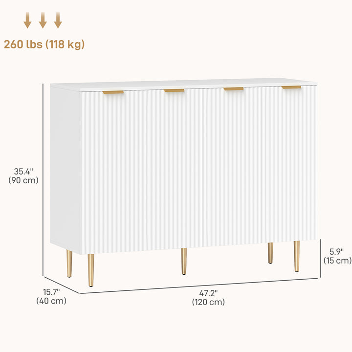HOMCOM Modern Kitchen Storage Cabinet, Sideboard Buffet Cabinet with Adjustable Shelves for Kitchen Hallway, White