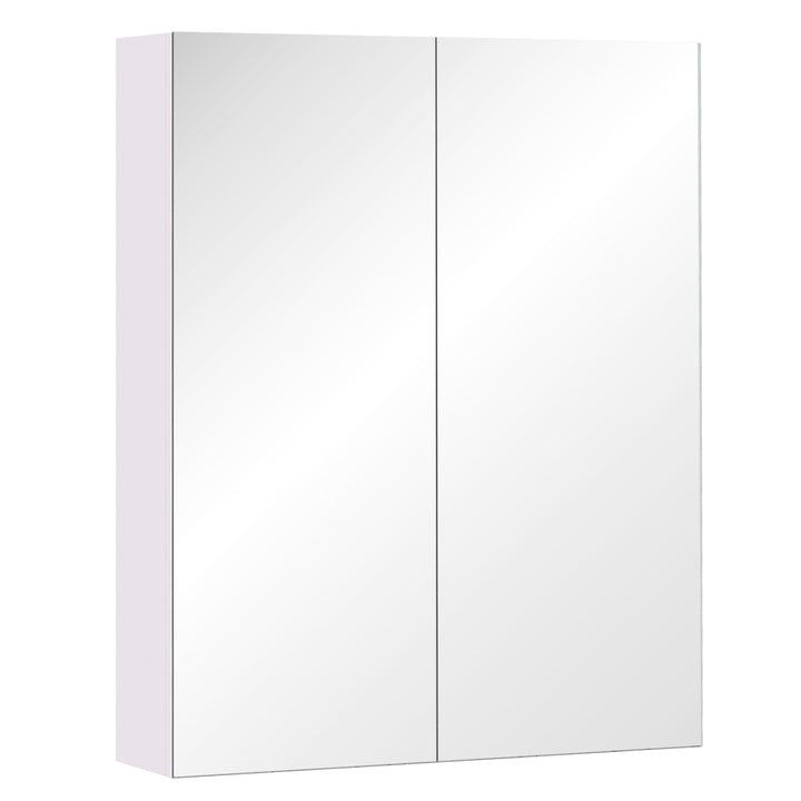 HOMCOM Wall Mount Mirrored Medicine Cabinet, Bathroom Mirror Cabinet with Adjustable Shelf, Double Soft Closing Doors, Light Lilac
