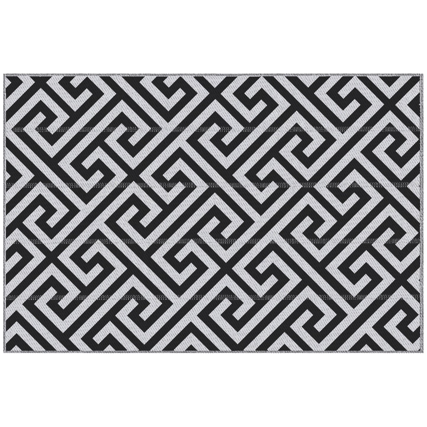 Outsunny Reversible Outdoor RV Rug, Patio Floor Mat, 5' x 8' Plastic Straw Rug for Backyard, Deck, Beach, Camping, Black & White