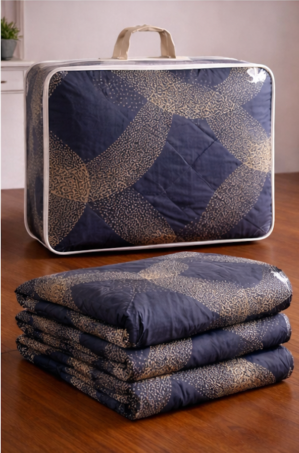 Aarniva Breathable Polyester Comforter Set | King/Queen | 250 GSM | Ultra-Soft & Cozy | Blue Yellow Design | 5-Piece Set