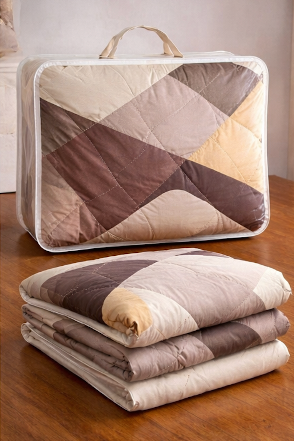 Aarniva Breathable Polyester Comforter Set | King/Queen | 250 GSM | Ultra-Soft & Cozy | Brown Design | Includes 2 Pillow Covers