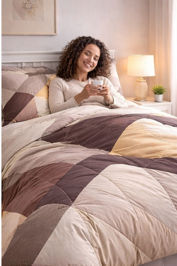 Aarniva Breathable Polyester Comforter Set | King/Queen | 250 GSM | Ultra-Soft & Cozy | Brown Design | Includes 2 Pillow Covers