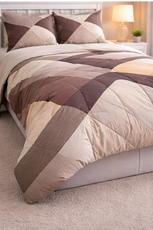 Aarniva Breathable Polyester Comforter Set | King/Queen | 250 GSM | Ultra-Soft & Cozy | Brown Design | Includes 2 Pillow Covers