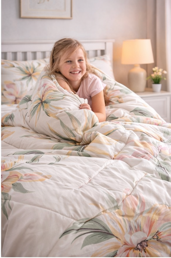 Aarniva Breathable Polyester Comforter Set | King/Queen | 250 GSM | Ultra-Soft & Cozy | Floral Leaves Design | Includes 2 Pillow Covers